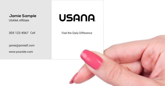 Hand holding business card -  Usana member