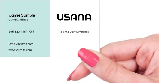 Hand holding business card -  Usana partner