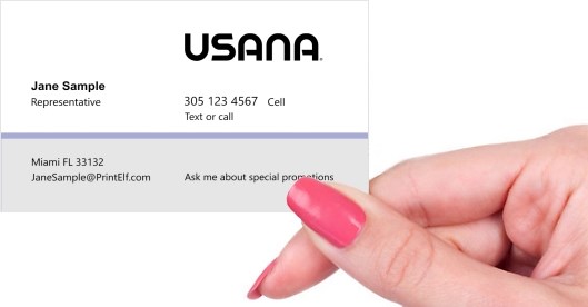 Hand holding business card -  Usana representative