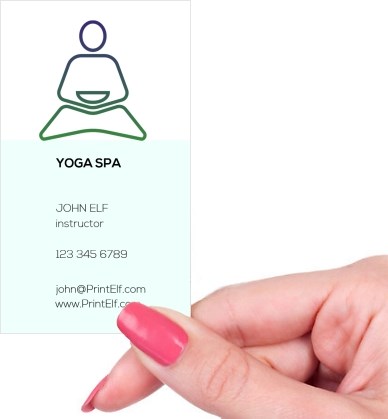 Hand holding business card -  Yoga Spa, Teacher business card